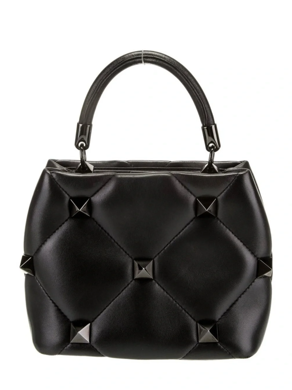 Valentino Black Quilted Rock Stud Top-Handle Bag - Picture 3 of 5